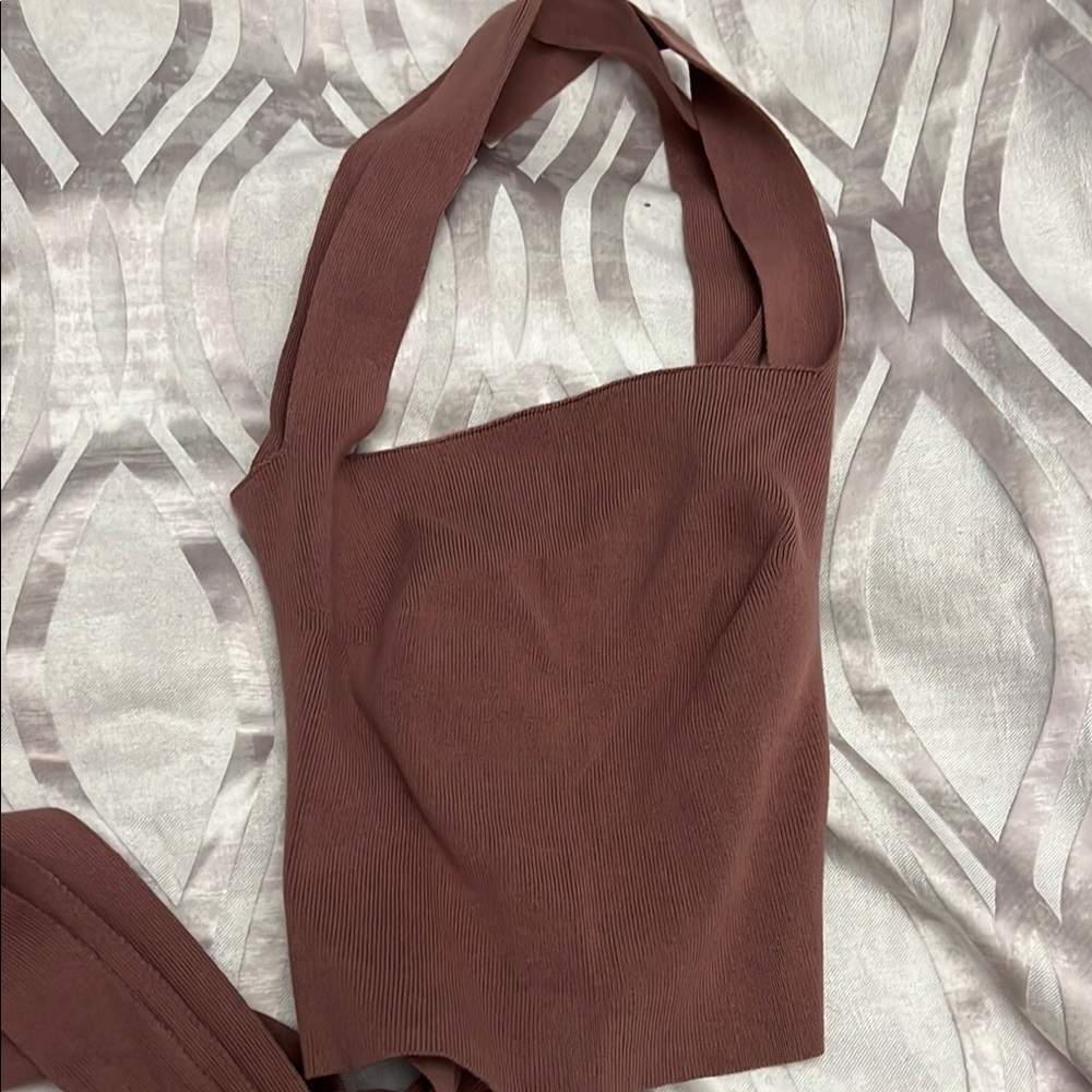 Free people brand new Brown Ribbed Halter Top